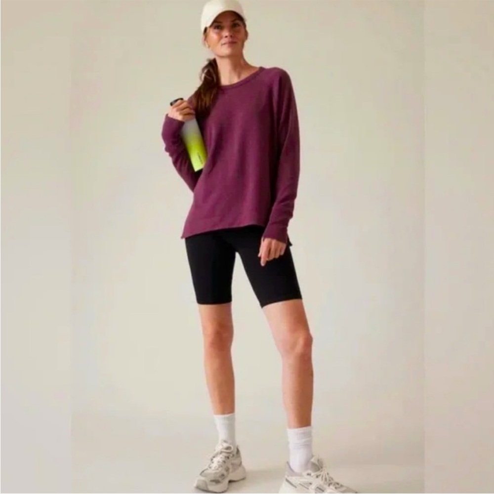 Athleta Coaster Luxe Waffle Sweatshirt in Cabernet - Women's Size SMALL - Picture 2 of 13